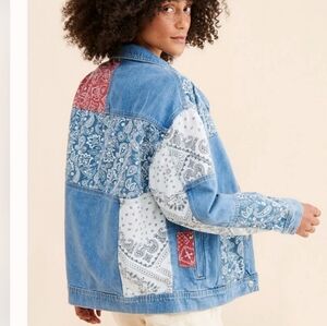 NWT Vigoss Bridget Bandana Paisley Patchwork Trucker Jacket